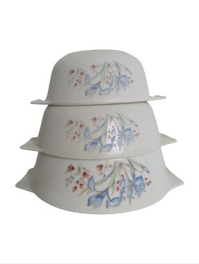 Pyrex Blue Iris Nesting Dishes Casserole - No Lids